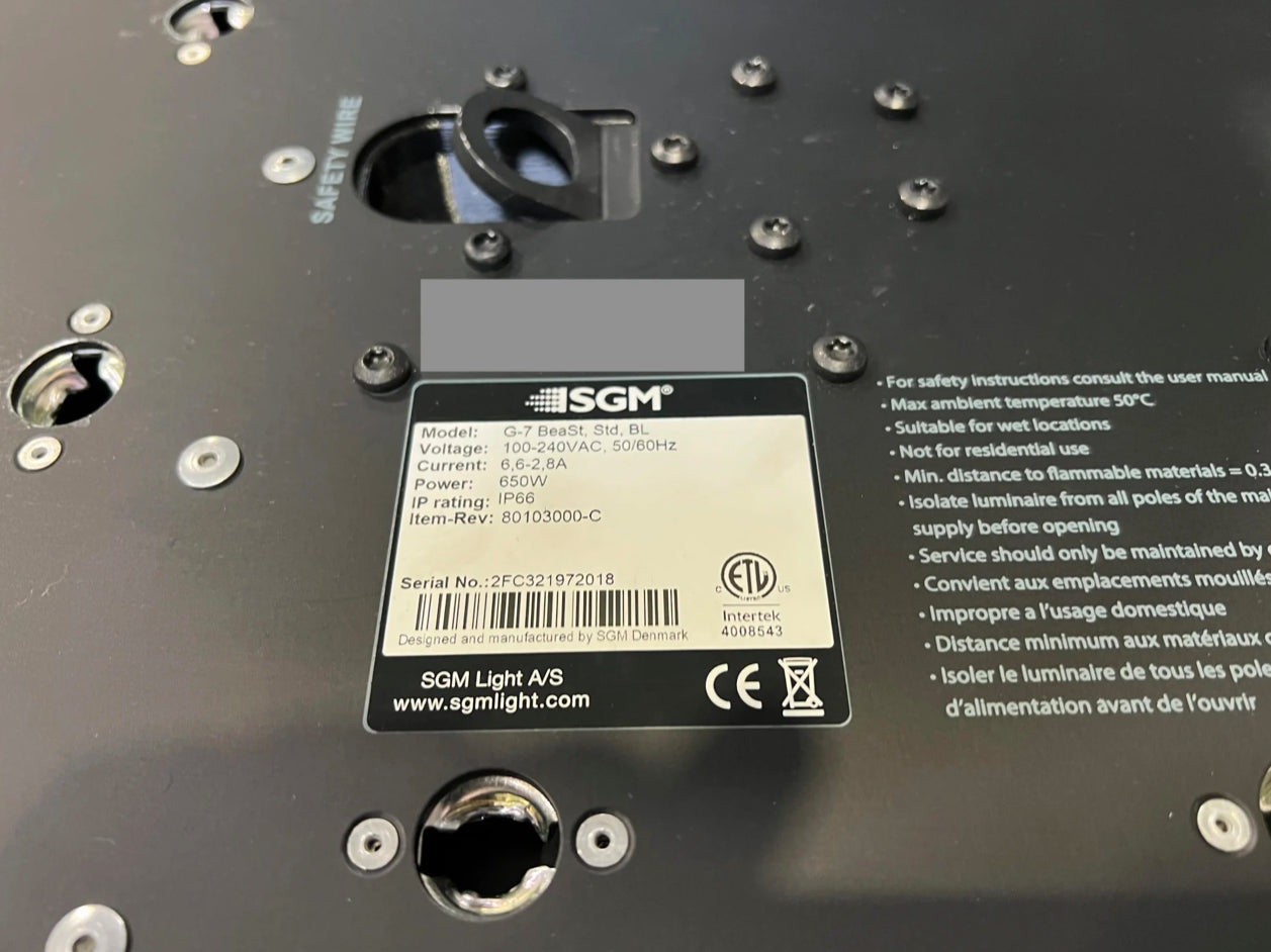 8x SGM Lighting G-7 BeaSt 6000K LED IP66 Dual Source Moving
